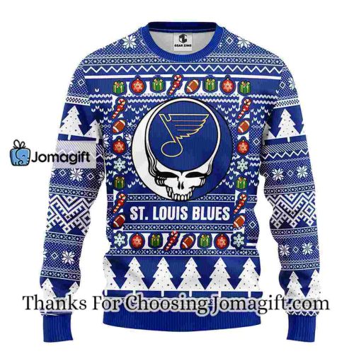St. Louis Blues Grateful Dead Ugly Christmas Fleece Sweater