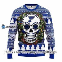 St. Louis Blues Skull Flower Ugly Christmas Ugly Sweater 3