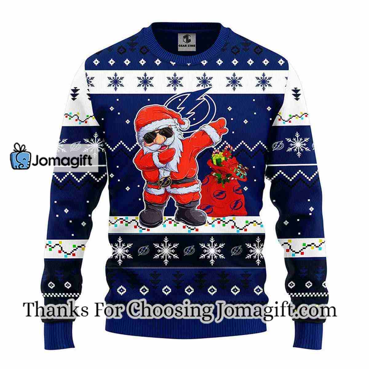 Tampa Bay Lightning Dabbing Santa Claus Christmas Ugly Sweater 3