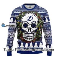 Tampa Bay Lightning Skull Flower Ugly Christmas Ugly Sweater 3