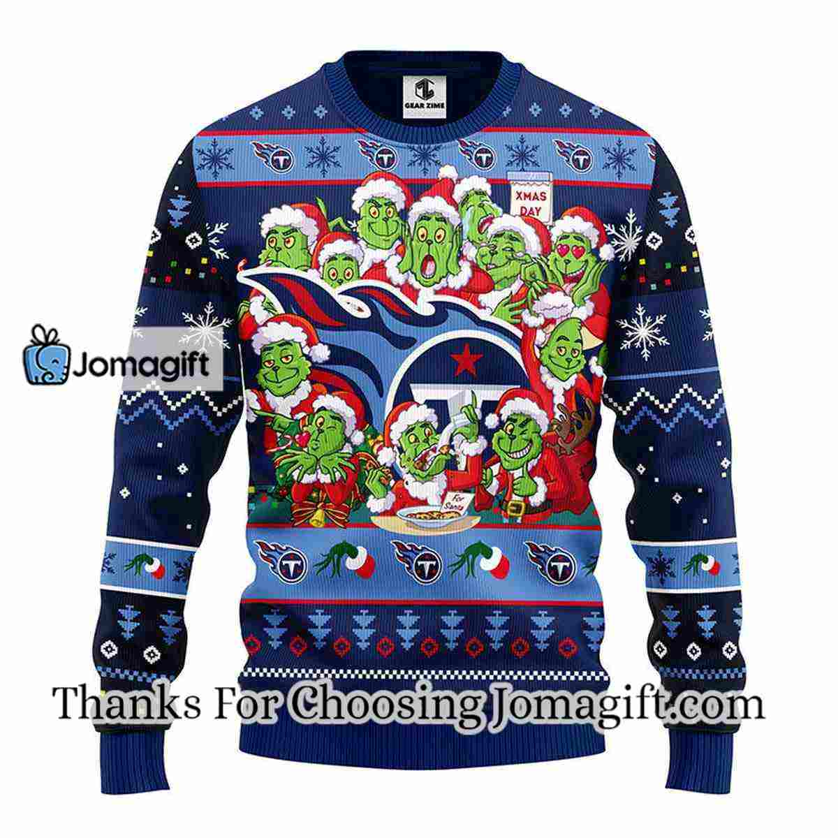 Tennessee Titans 12 Grinch Xmas Day Christmas Ugly Sweater 2