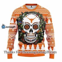 Texas Longhorns Skull Flower Ugly Christmas Ugly Sweater