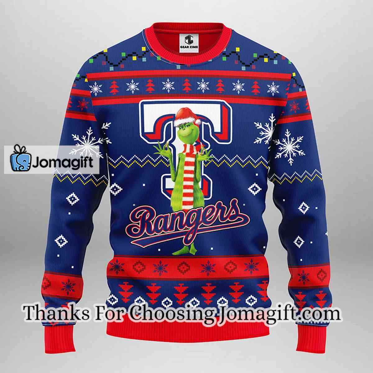 Texas Rangers Funny Grinch Christmas Ugly Sweater 3