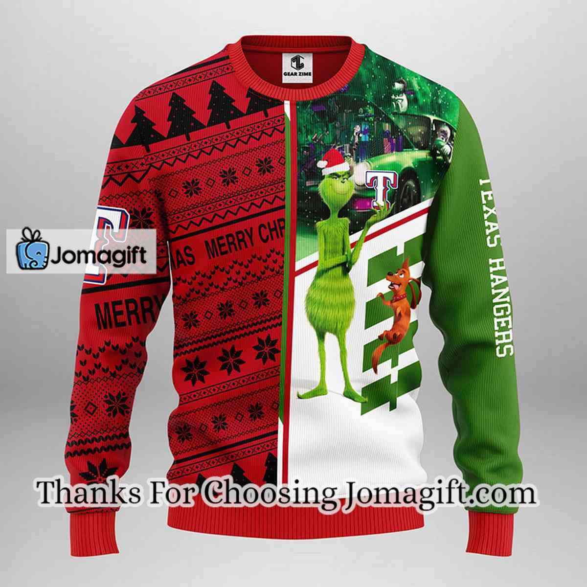 Texas Rangers Grinch Scooby doo Christmas Ugly Sweater 3