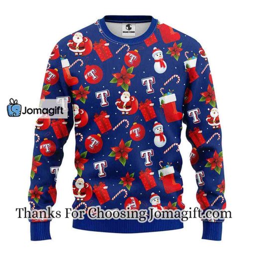 Texas Rangers Santa Claus Snowman Christmas Ugly Sweater