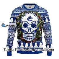 Vancouver Canucks Skull Flower Ugly Christmas Ugly Sweater 3