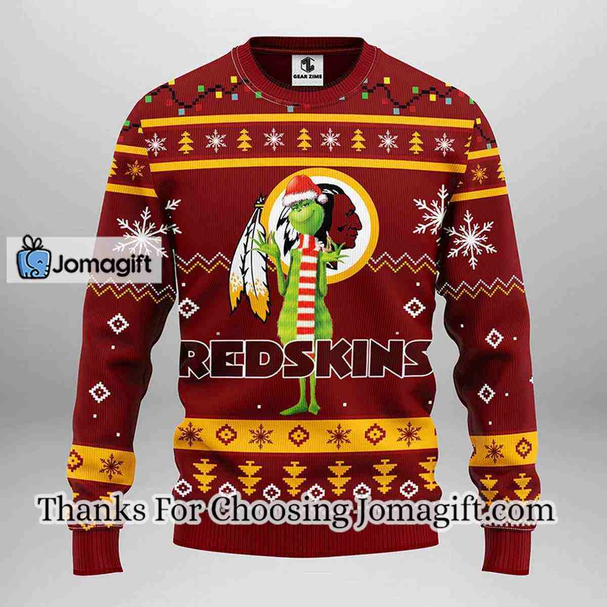 Washington Redskins Funny Grinch Christmas Ugly Sweater 3