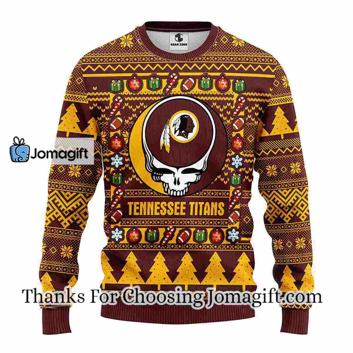 Washington Redskins Grateful Dead Ugly Christmas Fleece Sweater 3