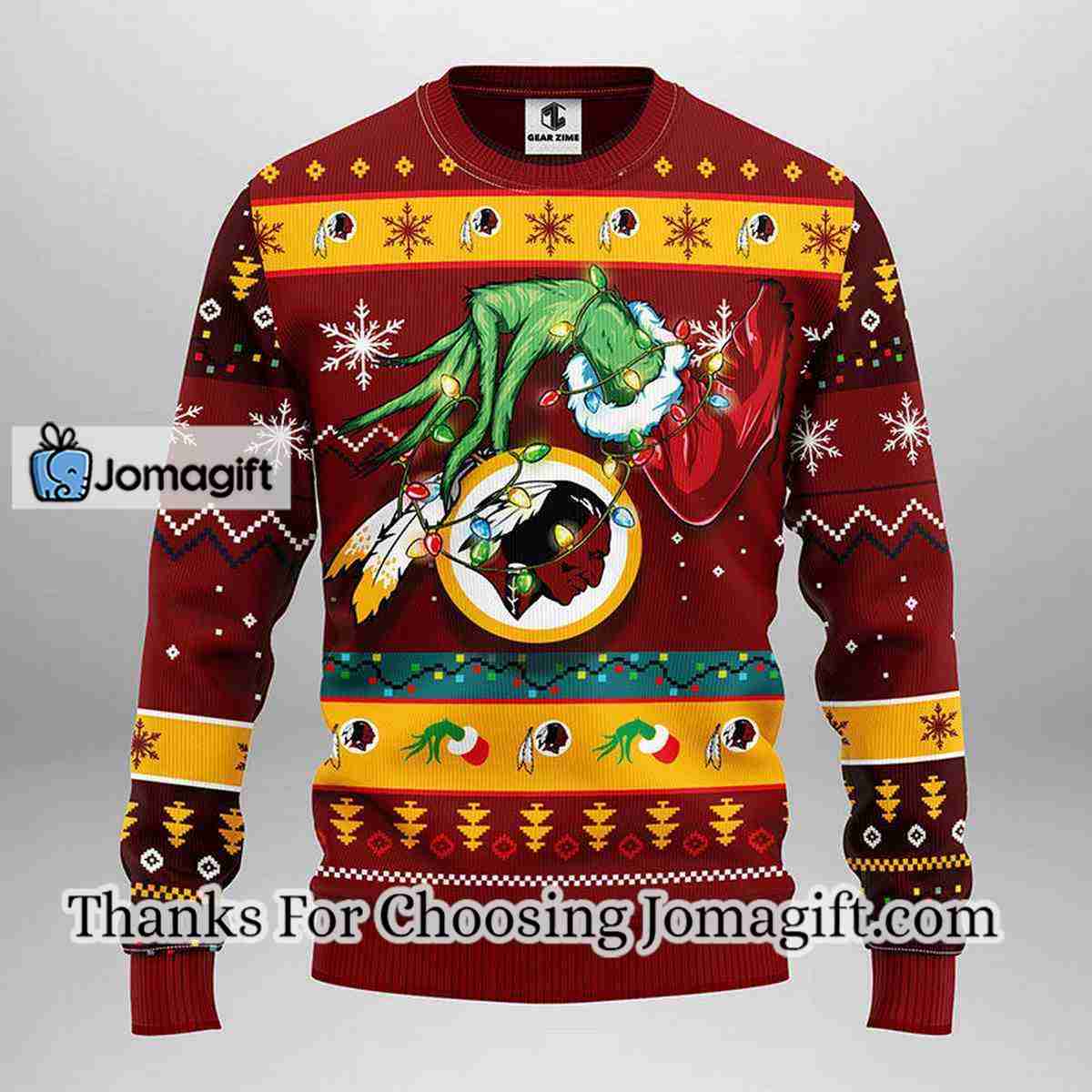 Washington Redskins Grinch Christmas Ugly Sweater 3