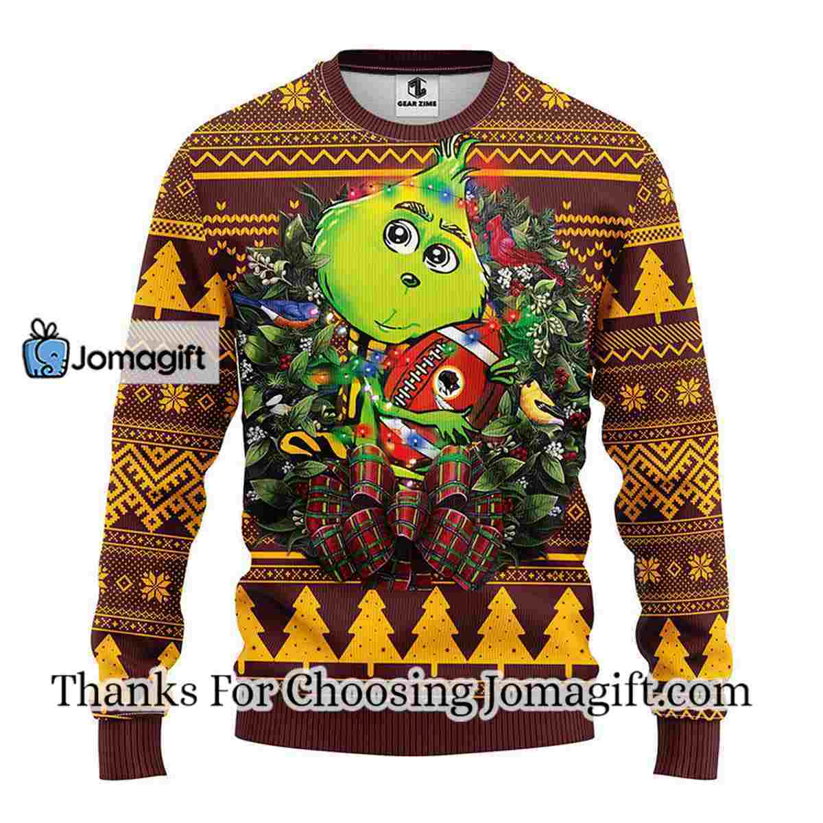 Washington Redskins Grinch Hug Christmas Ugly Sweater 3