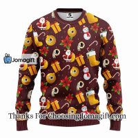 Washington Redskins Santa Claus Snowman Christmas Ugly Sweater 3