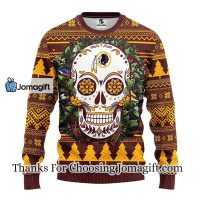 Washington Commanders Skull Flower Ugly Christmas Ugly Sweater